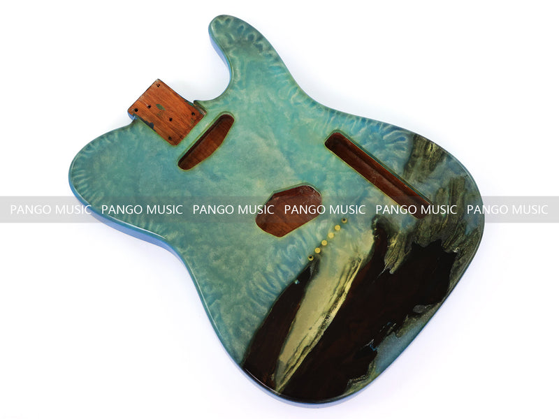 One-of-a-Kind Burl Wood Veneer Epoxy Resin Tele Style Electric Guitar Body (BE-027)