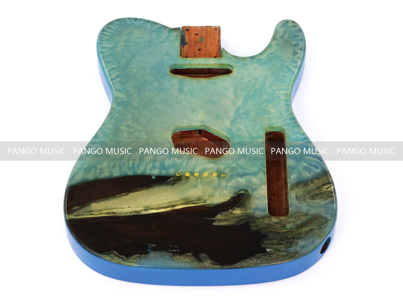 One-of-a-Kind Burl Wood Veneer Epoxy Resin Tele Style Electric Guitar Body (BE-027)