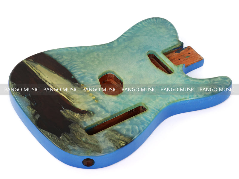 One-of-a-Kind Burl Wood Veneer Epoxy Resin Tele Style Electric Guitar Body (BE-027)