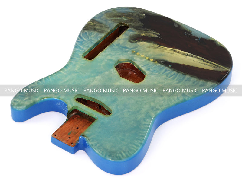One-of-a-Kind Burl Wood Veneer Epoxy Resin Tele Style Electric Guitar Body (BE-027)