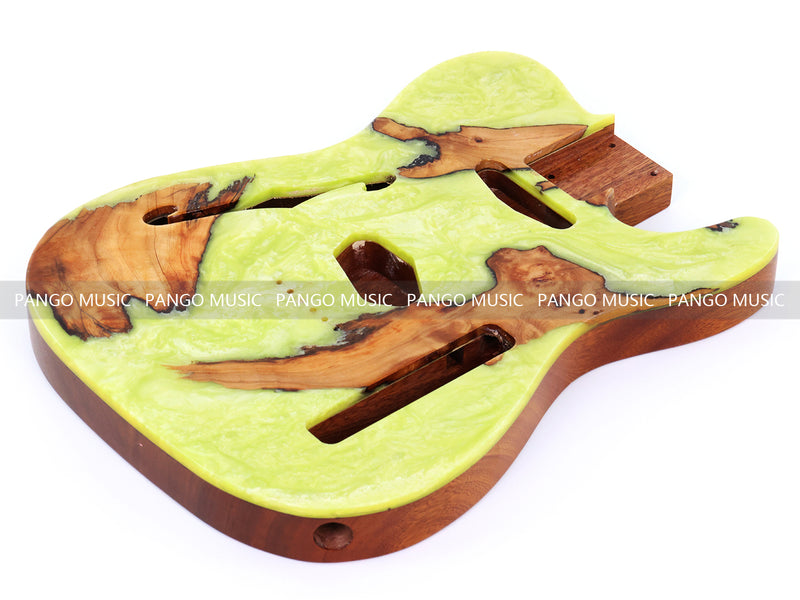 One-of-a-Kind Burl Wood Veneer Epoxy Resin Tele Thinline Style Electric Guitar Body with F-Hole (TRB-003)