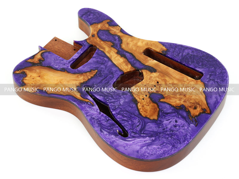 One-of-a-Kind Burl Wood Veneer Epoxy Resin Tele Thinline Style Electric Guitar Body with F-Hole (TRB-004)