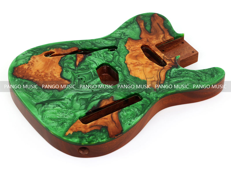 One-of-a-Kind Burl Wood Veneer Epoxy Resin Tele Thinline Style Electric Guitar Body with F-Hole (TRB-005)