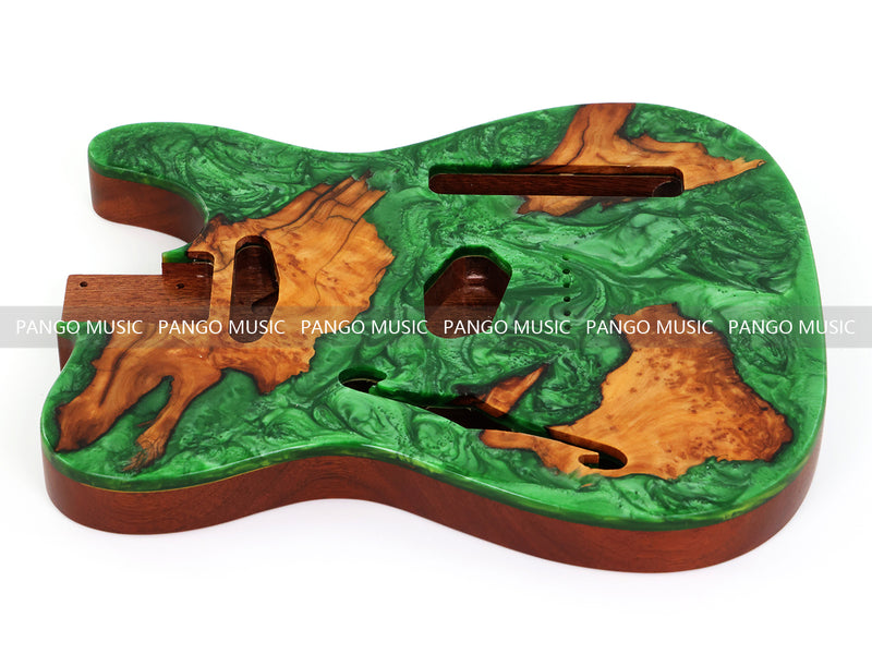 One-of-a-Kind Burl Wood Veneer Epoxy Resin Tele Thinline Style Electric Guitar Body with F-Hole (TRB-005)