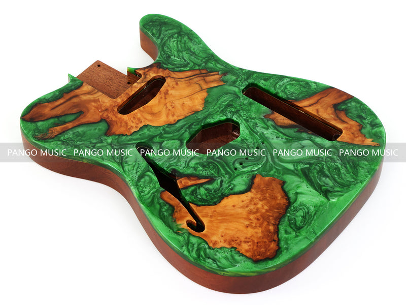 One-of-a-Kind Burl Wood Veneer Epoxy Resin Tele Thinline Style Electric Guitar Body with F-Hole (TRB-005)