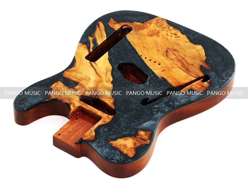 One-of-a-Kind Burl Wood Veneer Epoxy Resin Tele Thinline Style Electric Guitar Body with F-Hole (TRB-006)