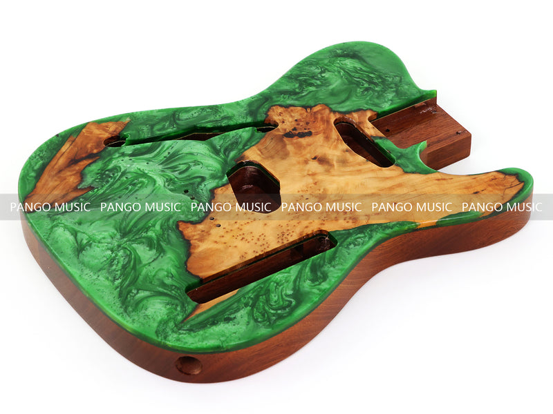 One-of-a-Kind Burl Wood Veneer Epoxy Resin Tele Thinline Style Electric Guitar Body with F-Hole (TRB-009)