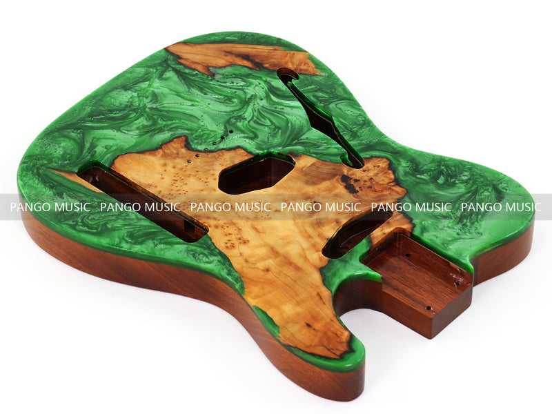 One-of-a-Kind Burl Wood Veneer Epoxy Resin Tele Thinline Style Electric Guitar Body with F-Hole (TRB-009)