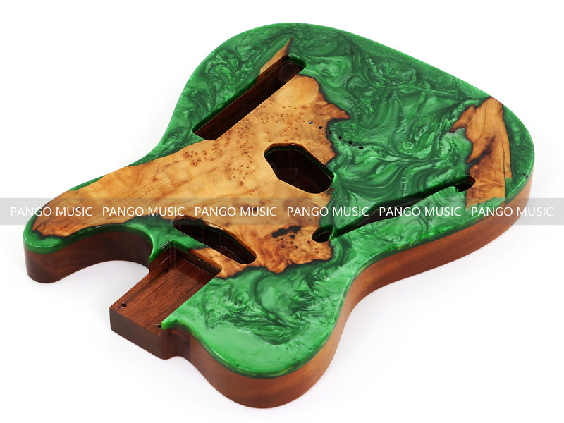 One-of-a-Kind Burl Wood Veneer Epoxy Resin Tele Thinline Style Electric Guitar Body with F-Hole (TRB-009)