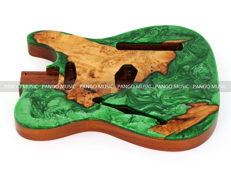 One-of-a-Kind Burl Wood Veneer Epoxy Resin Tele Thinline Style Electric Guitar Body with F-Hole (TRB-009)