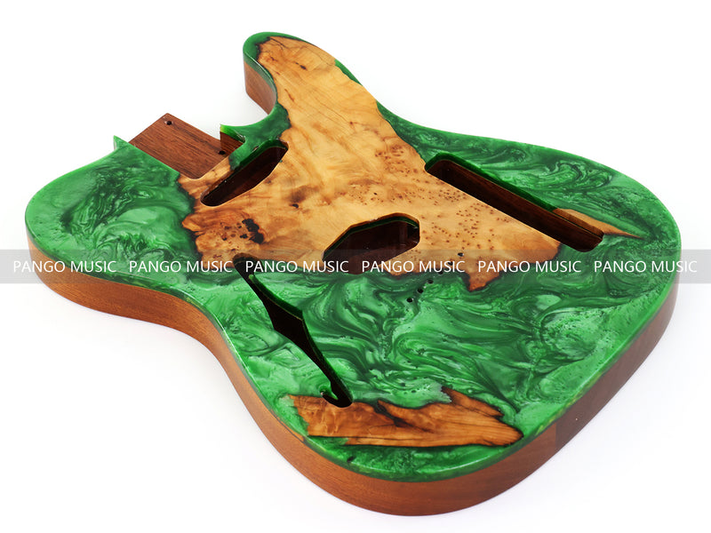 One-of-a-Kind Burl Wood Veneer Epoxy Resin Tele Thinline Style Electric Guitar Body with F-Hole (TRB-009)