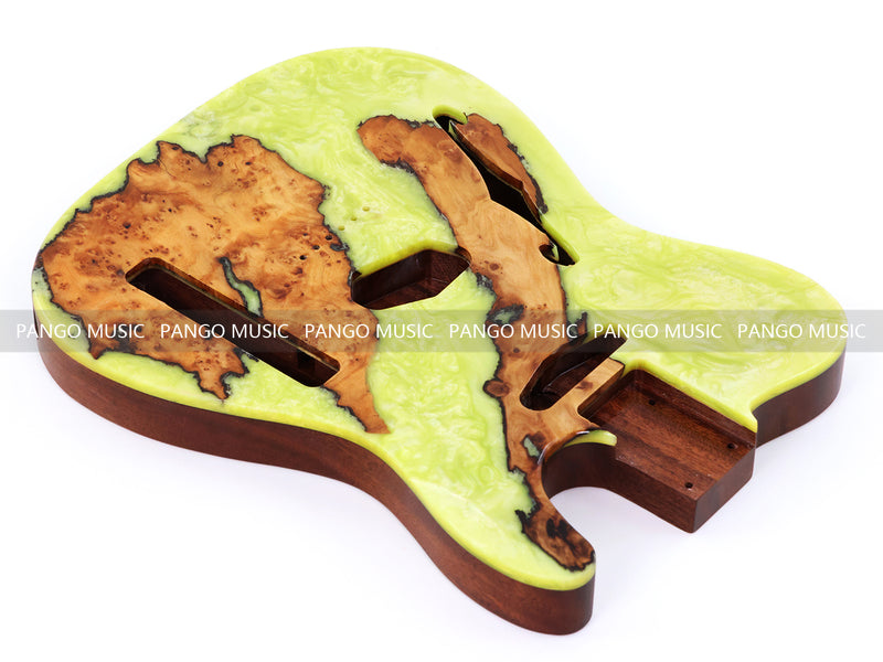 One-of-a-Kind Burl Wood Veneer Epoxy Resin Tele Thinline Style Electric Guitar Body with F-Hole (TRB-011)