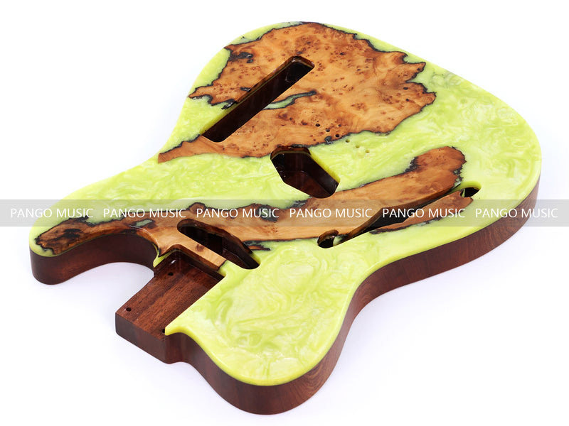 One-of-a-Kind Burl Wood Veneer Epoxy Resin Tele Thinline Style Electric Guitar Body with F-Hole (TRB-011)