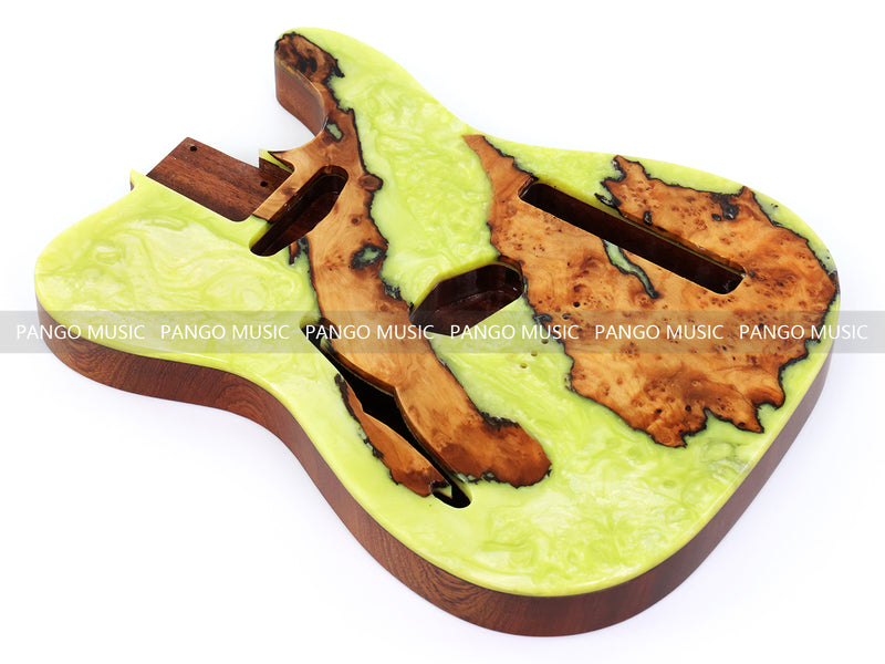One-of-a-Kind Burl Wood Veneer Epoxy Resin Tele Thinline Style Electric Guitar Body with F-Hole (TRB-011)