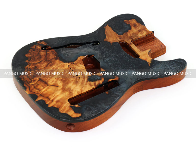 One-of-a-Kind Burl Wood Veneer Epoxy Resin Tele Thinline Style Electric Guitar Body with F-Hole (TRB-012)