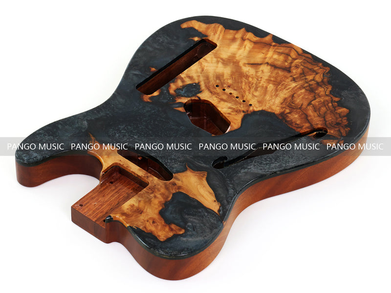 One-of-a-Kind Burl Wood Veneer Epoxy Resin Tele Thinline Style Electric Guitar Body with F-Hole (TRB-012)