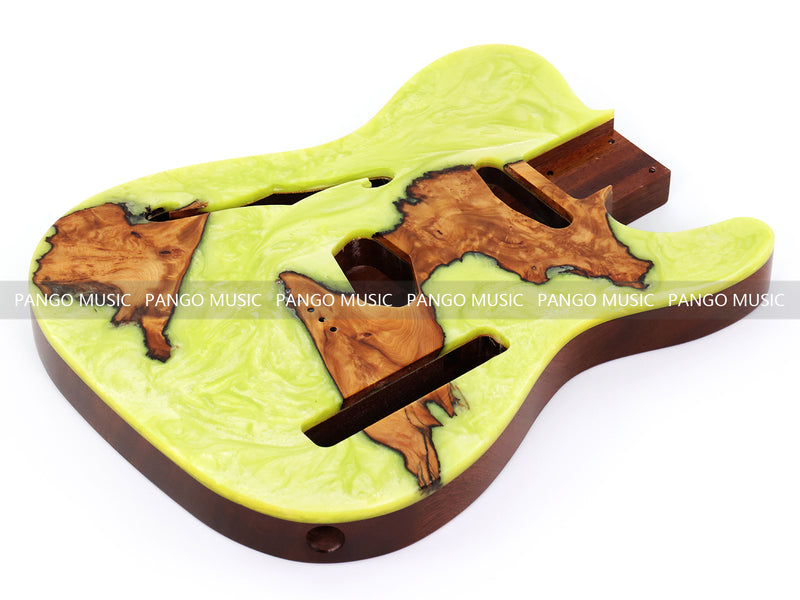 One-of-a-Kind Burl Wood Veneer Epoxy Resin Tele Thinline Style Electric Guitar Body with F-Hole (TRB-016)