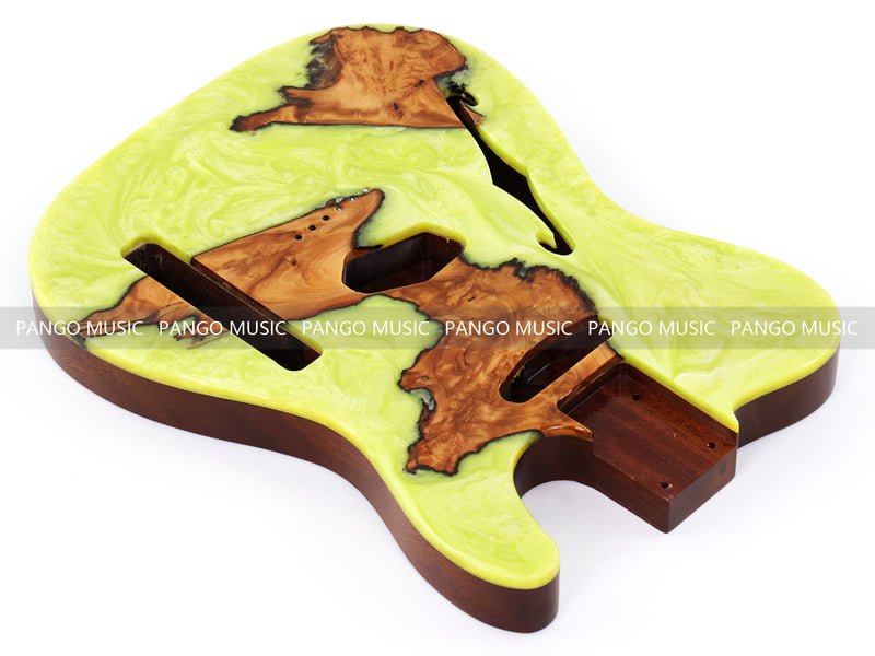 One-of-a-Kind Burl Wood Veneer Epoxy Resin Tele Thinline Style Electric Guitar Body with F-Hole (TRB-016)