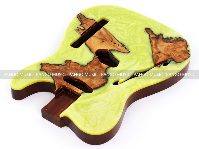 One-of-a-Kind Burl Wood Veneer Epoxy Resin Tele Thinline Style Electric Guitar Body with F-Hole (TRB-016)