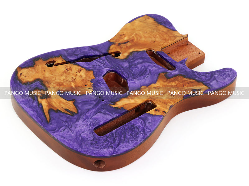 One-of-a-Kind Burl Wood Veneer Epoxy Resin Tele Thinline Style Electric Guitar Body with F-Hole (TRB-017)
