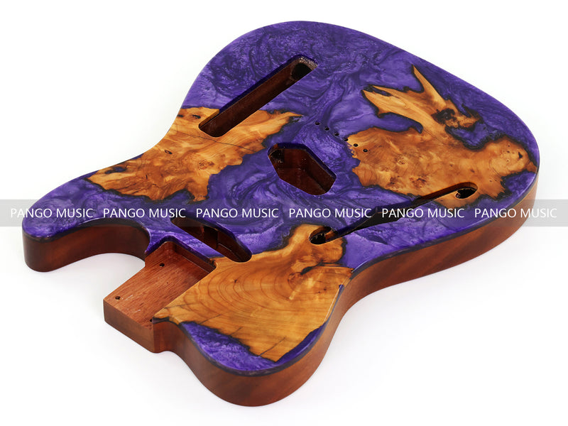 One-of-a-Kind Burl Wood Veneer Epoxy Resin Tele Thinline Style Electric Guitar Body with F-Hole (TRB-017)