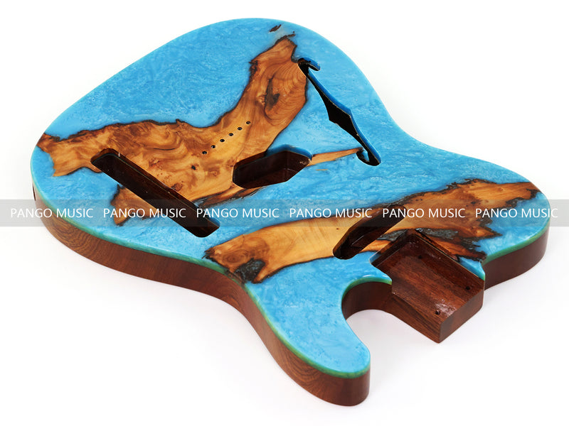 One-of-a-Kind Burl Wood Veneer Epoxy Resin Tele Thinline Style Electric Guitar Body with F-Hole (TRB-018)