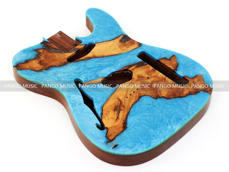 One-of-a-Kind Burl Wood Veneer Epoxy Resin Tele Thinline Style Electric Guitar Body with F-Hole (TRB-018)