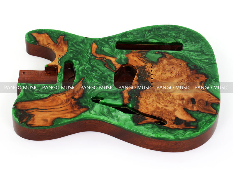 One-of-a-Kind Burl Wood Veneer Epoxy Resin Tele Thinline Style Electric Guitar Body with F-Hole (TRB-019)