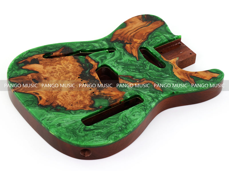 One-of-a-Kind Burl Wood Veneer Epoxy Resin Tele Thinline Style Electric Guitar Body with F-Hole (TRB-019)