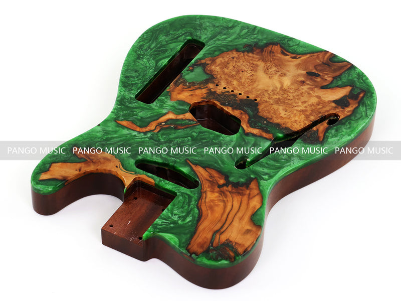 One-of-a-Kind Burl Wood Veneer Epoxy Resin Tele Thinline Style Electric Guitar Body with F-Hole (TRB-019)