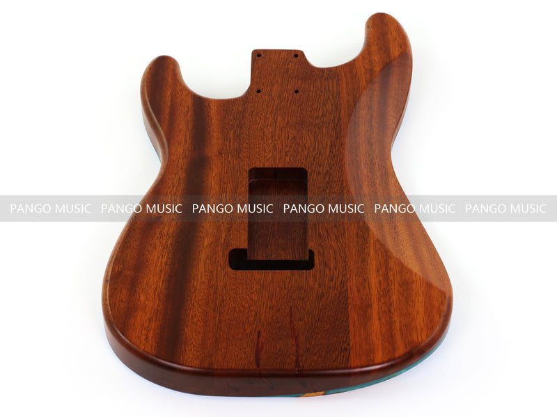 One-of-a-Kind ST Thinline Style Electric Guitar Body with F-hole, Burl Wood & Epoxy Resin Top (SRB-002)