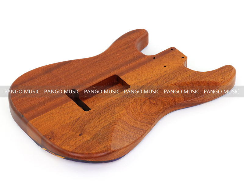 One-of-a-Kind ST Thinline Style Electric Guitar Body with F-hole, Burl Wood & Epoxy Resin Top (SRB-013)