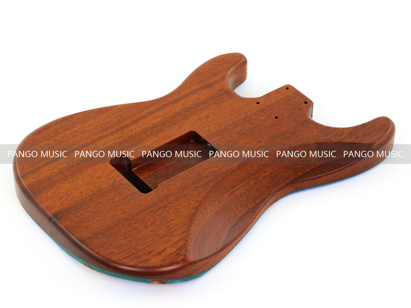 One-of-a-Kind ST Thinline Style Electric Guitar Body with F-hole, Burl Wood & Epoxy Resin Top (SRB-015)