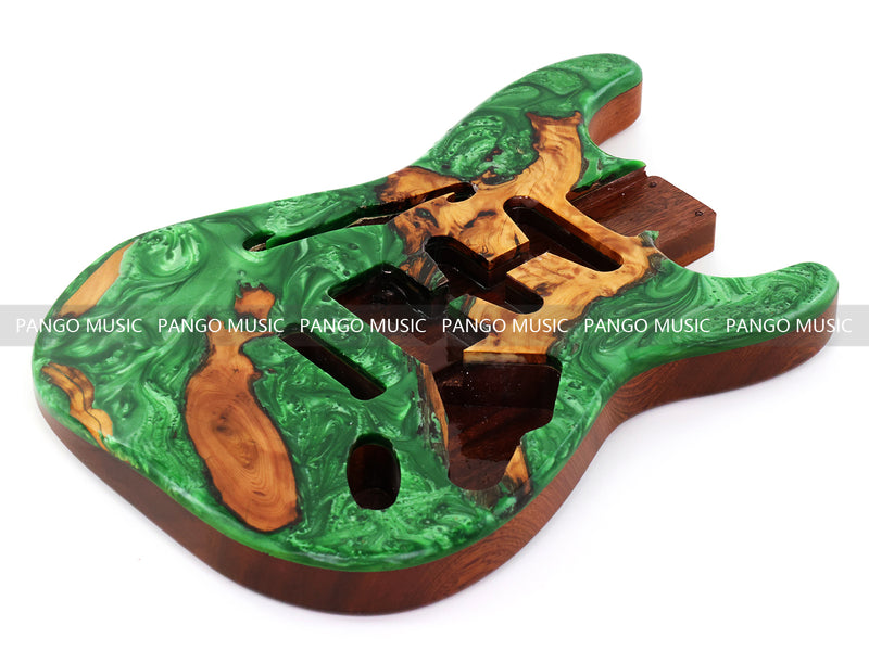 One-of-a-Kind ST Thinline Style Electric Guitar Body with F-hole, Burl Wood & Epoxy Resin Top (SRB-018)