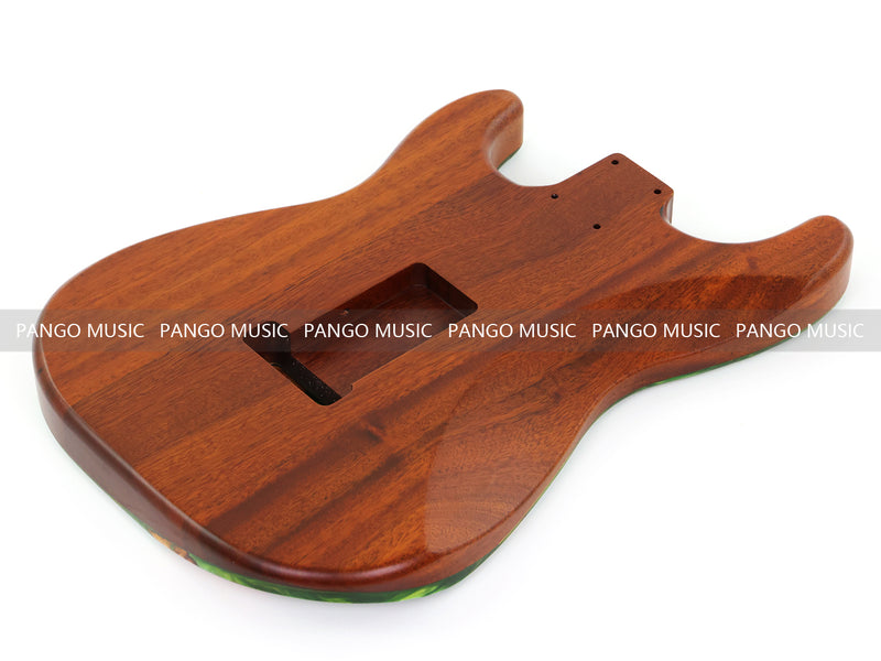 One-of-a-Kind ST Thinline Style Electric Guitar Body with F-hole, Burl Wood & Epoxy Resin Top (SRB-019)