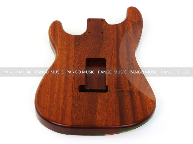 One-of-a-Kind ST Thinline Style Electric Guitar Body with F-hole, Burl Wood & Epoxy Resin Top (SRB-019)