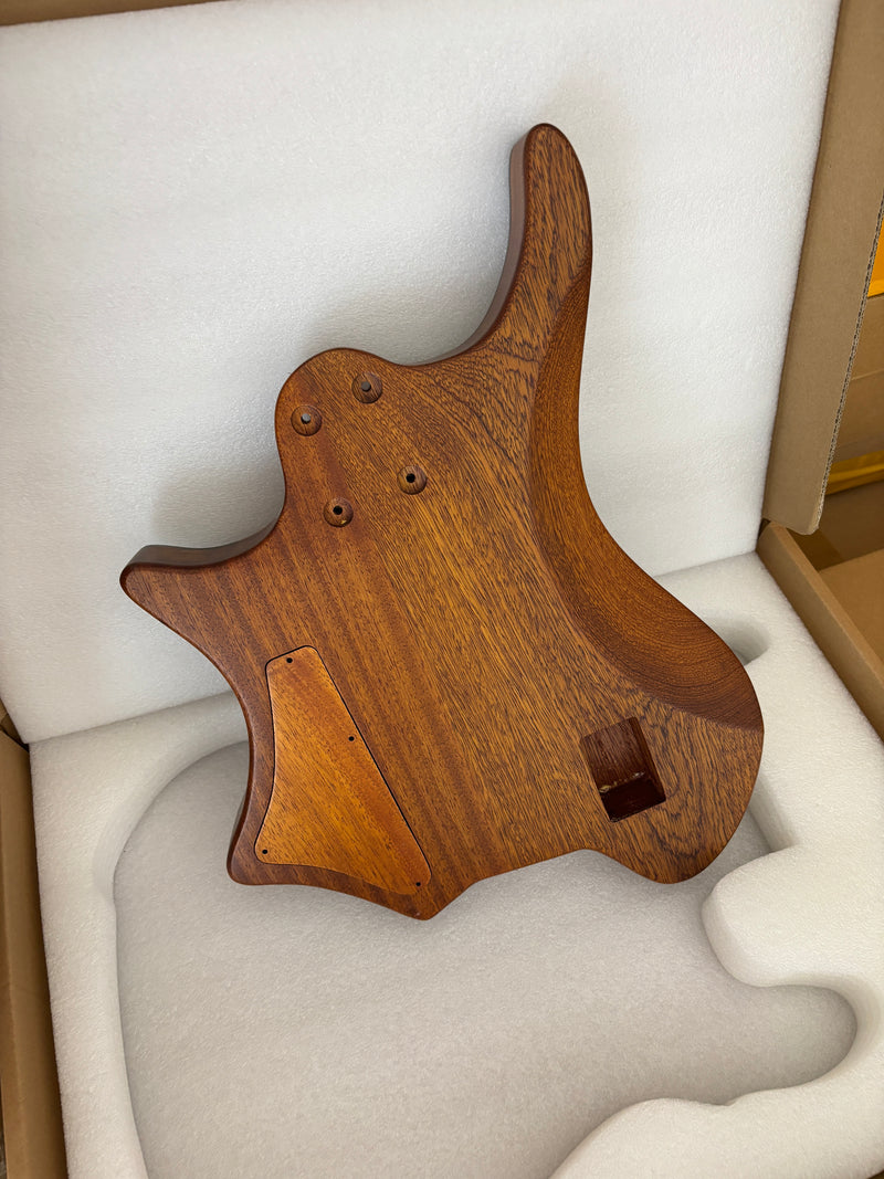 One-of-a-Kind Burl Wood Veneer Epoxy Resin 5 String Headless Electric Bass Guitar Body (H5B-002)