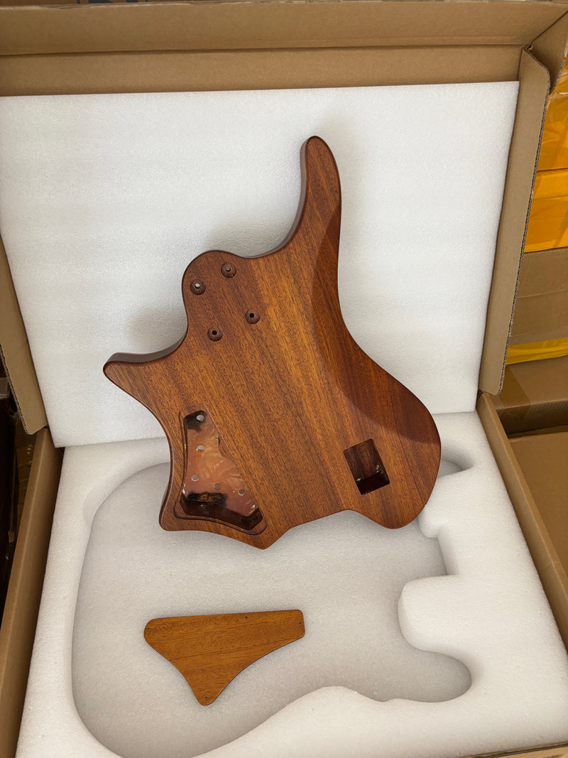 One-of-a-Kind Burl Wood Veneer Epoxy Resin 5 String Headless Electric Bass Guitar Body (H5B-005)
