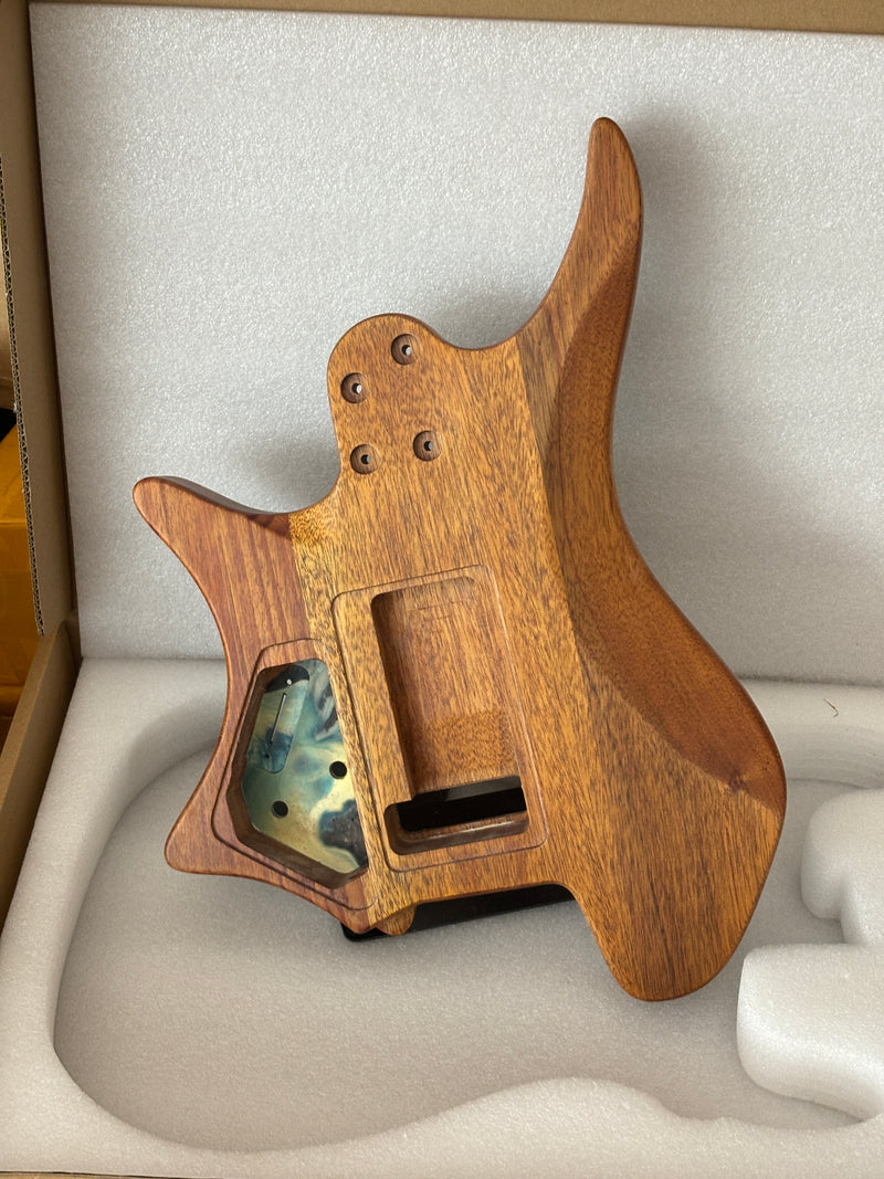 One-of-a-Kind Burl Wood Veneer Epoxy Resin Headless Electric Guitar Body (HBE-026)