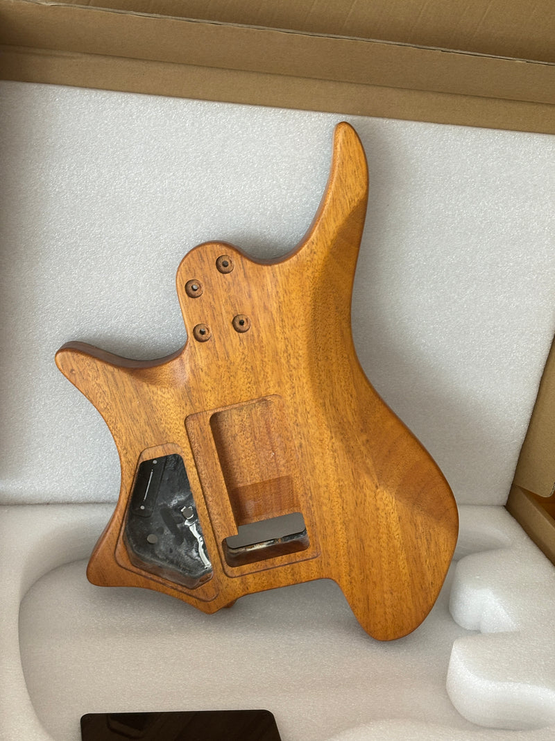 One-of-a-Kind Burl Wood Veneer Epoxy Resin Headless Electric Guitar Body (HBE-030)