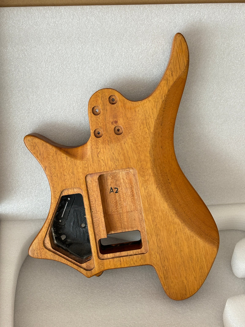 One-of-a-Kind Burl Wood Veneer Epoxy Resin Headless Electric Guitar Body (HBE-034)