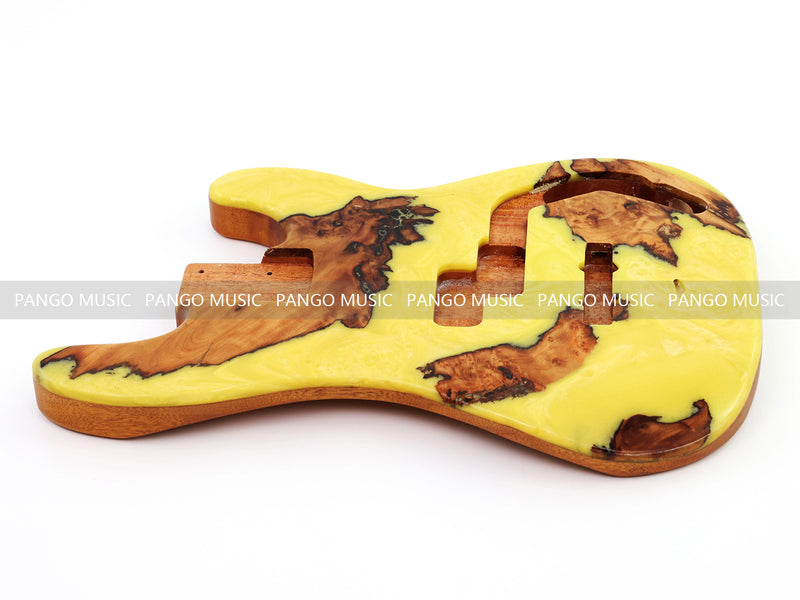 One-of-a-Kind Burl Wood Veneer Epoxy Resin PJ-Style Electric Bass Guitar Body (PJE-002)