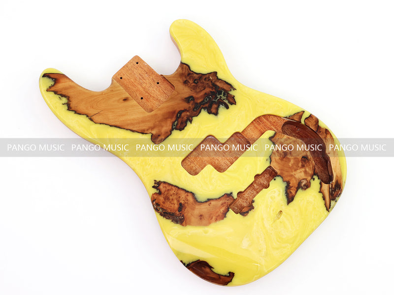 One-of-a-Kind Burl Wood Veneer Epoxy Resin PJ-Style Electric Bass Guitar Body (PJE-002)