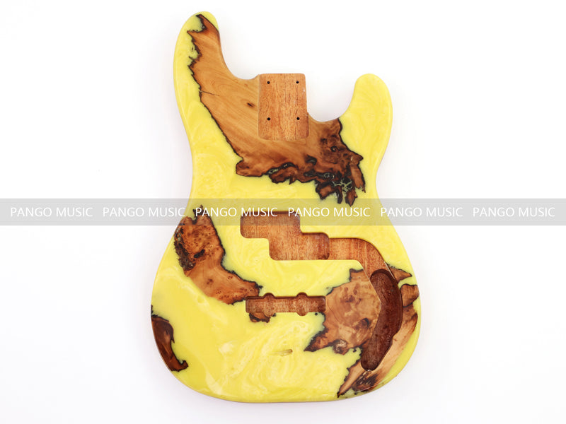 One-of-a-Kind Burl Wood Veneer Epoxy Resin PJ-Style Electric Bass Guitar Body (PJE-002)