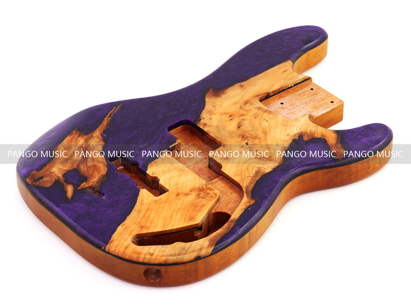 One-of-a-Kind Burl Wood Veneer Epoxy Resin PJ-Style Electric Bass Guitar Body (PJE-003)