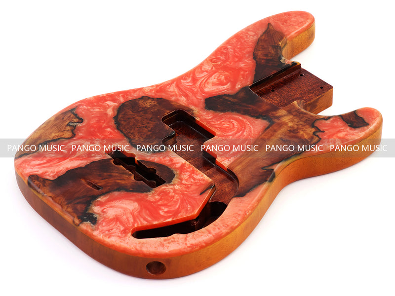 One-of-a-Kind Burl Wood Veneer Epoxy Resin PJ-Style Electric Bass Guitar Body (PJE-004)