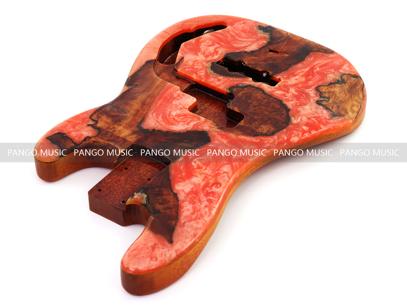 One-of-a-Kind Burl Wood Veneer Epoxy Resin PJ-Style Electric Bass Guitar Body (PJE-004)