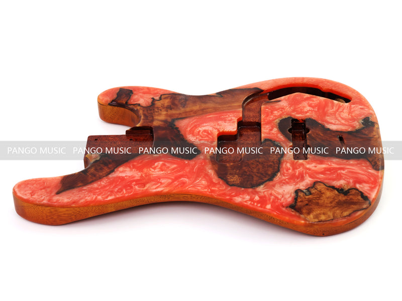 One-of-a-Kind Burl Wood Veneer Epoxy Resin PJ-Style Electric Bass Guitar Body (PJE-004)