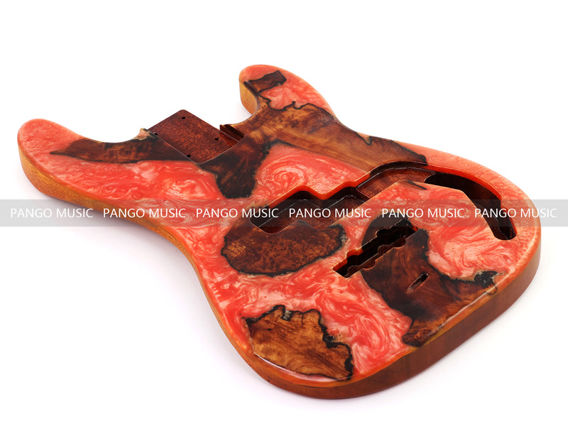 One-of-a-Kind Burl Wood Veneer Epoxy Resin PJ-Style Electric Bass Guitar Body (PJE-004)