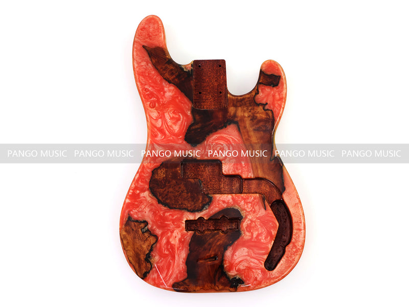 One-of-a-Kind Burl Wood Veneer Epoxy Resin PJ-Style Electric Bass Guitar Body (PJE-004)